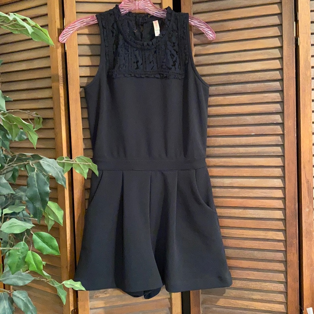 Black romper with lace top